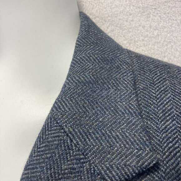 Lands' End 100% Lambswool Blazer Jacket Mens 42R Gray Herringbone Sport Coat EUC - Picture 8 of 16